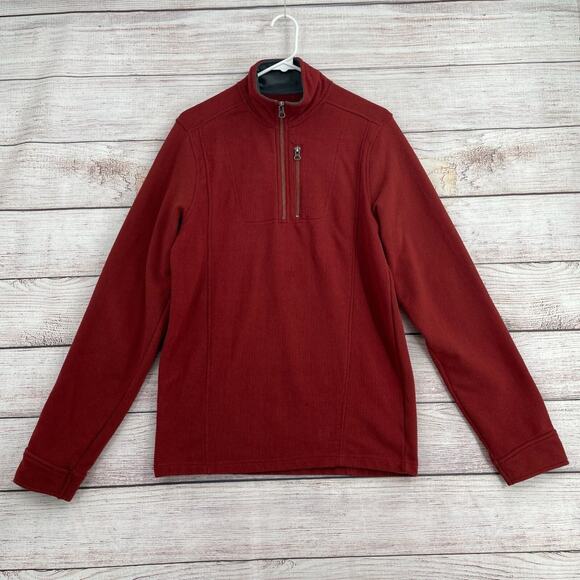 REI 1/4 Zip Elbow Reinforced Fleece Pullover Men's Size Small Red/Maroon - Picture 1 of 10
